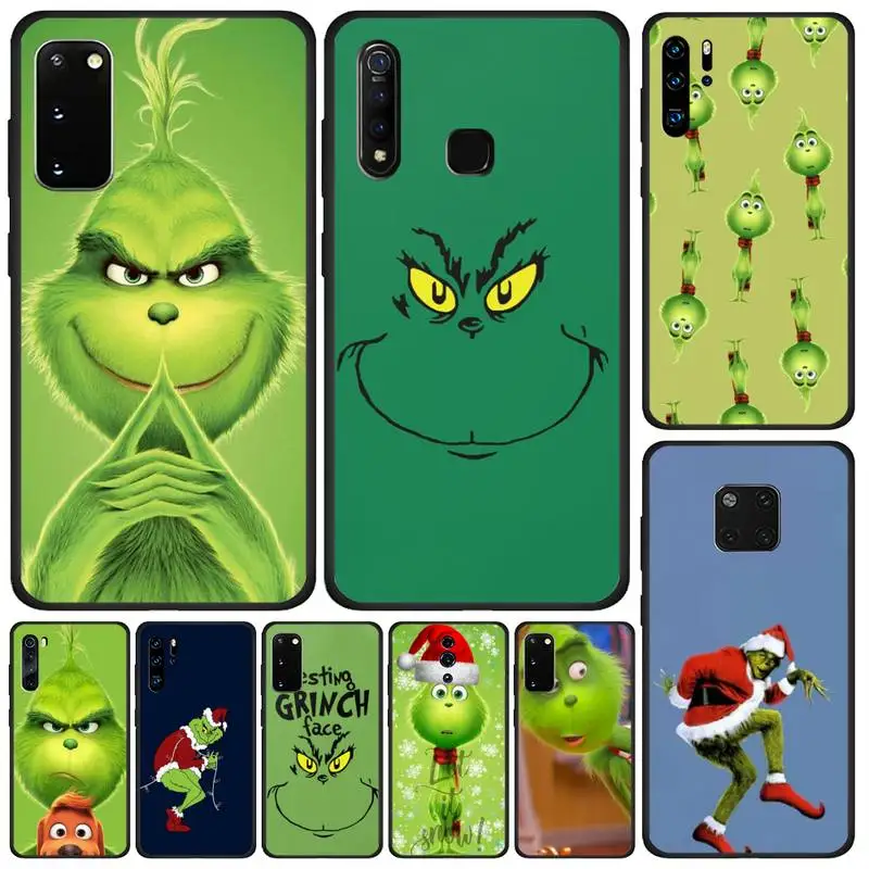

Cute Green Grinch Face Merry Christmas Gift Elf Phone Case For Samsung Note 5 7 8 9 10 20 Pro Plus Ultra A21 12 02 Shell