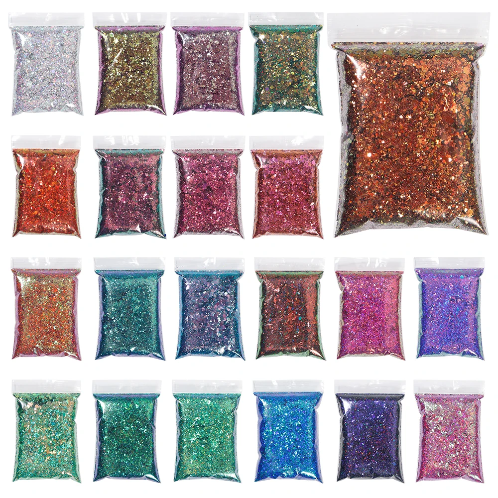 

1Bag 50g Chameleon Flakes For Nails Purple Silver Pink Aluminum Foils Holographic Glitter Powder Chrome Pigment Manicure Decor