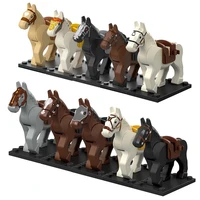 10pcsset medieval knight roman war horse rohan animal building blocks action figures toys for children koruit xp1007 1016