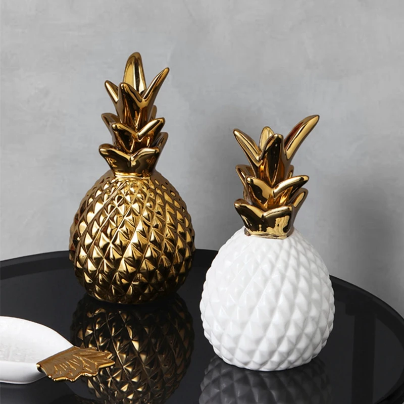 

LUDA Ceramics Pineapple Shaped Figurine Pineapple Luxury Crafts Gift for Office Home Decoration Accessories Decor Gift
