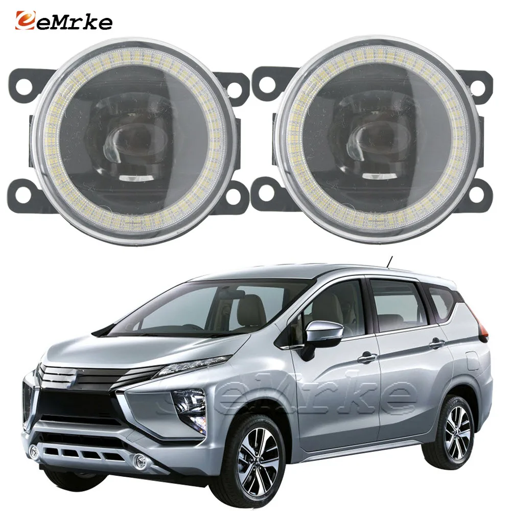 

2x Car LED DRL for Mitsubishi Xpander / Xpander Sport 2018 2019 2020 2021 Lens Fog Light Assembly Angel Eye Daytime Running Lamp