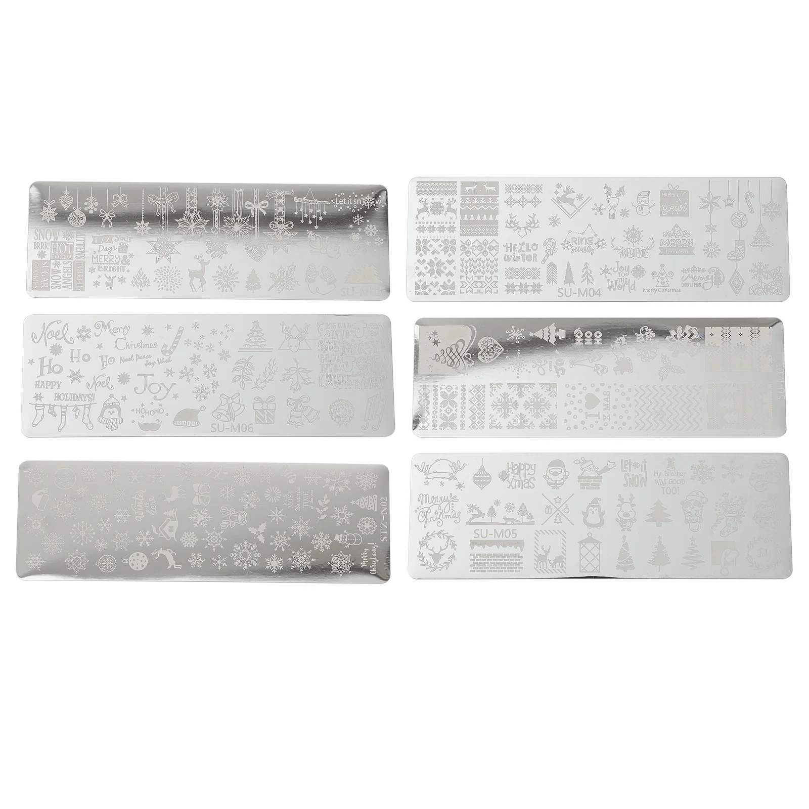 

6Pcs Christmas DIY Nail Stamper Xmas Nail Stamping Template Stencil