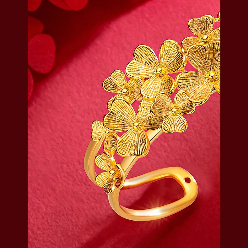 Браслет с открытым браслетом 14 к цвет: золото абрикос лист цветок