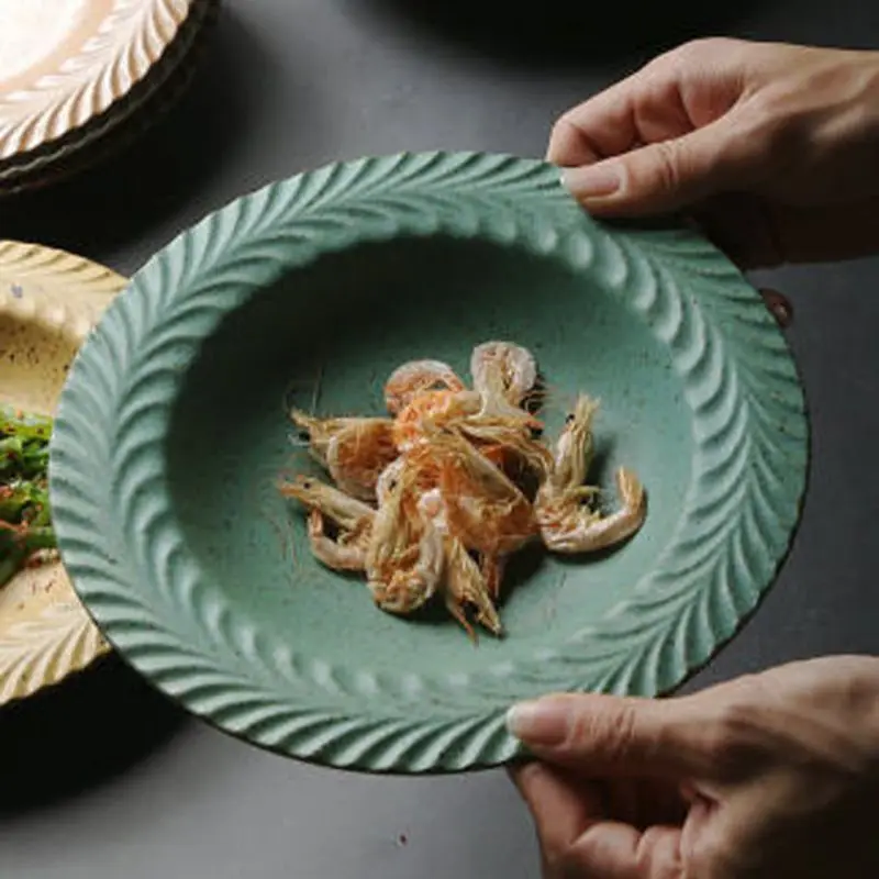 

FANCITY Artistic conception dish plate cold dish plate ceramic straw hat plate high-end western food plate hotel restaurant club
