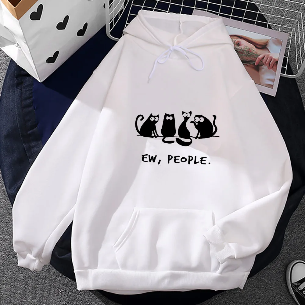 

Ew People Sweatshirts for Men's Funny Clothes Cute Cats Hoodies Creative Graphic Hoody Fall Fleece Casual Pullovers Streetwear