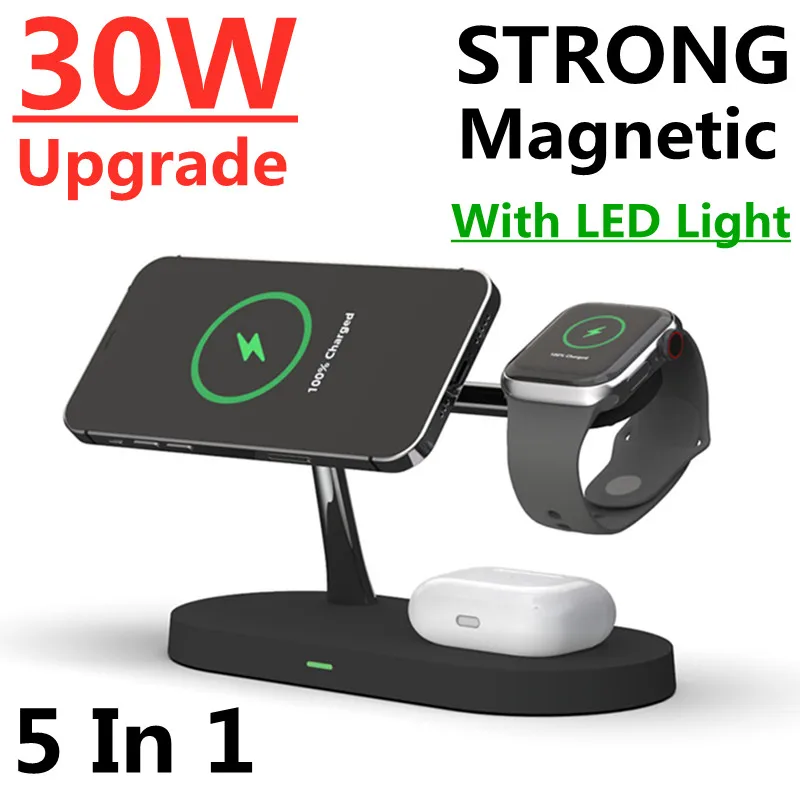 

3 In 1 30W Magnetic Wireless Chargers Stand For iPhone 12 13 Pro Max for Apple Watch Airpods Pro Fast Wireless Charging Station