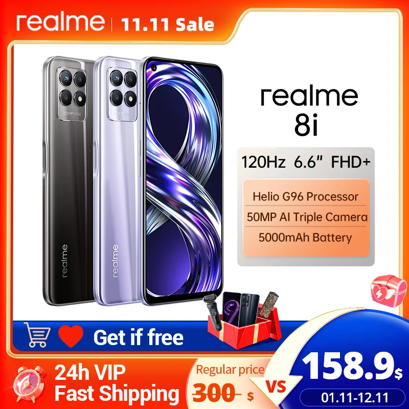 

Realme 8i smartphone 4GB 64GB / 4GB 128GB Russian version 120Hz display 50MP AI triple camera 5000mAh battery NFC narzo Phone