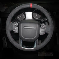 diy customized black suede leather car steering wheel cover grip on wrap for range rover freelander range rover evoque