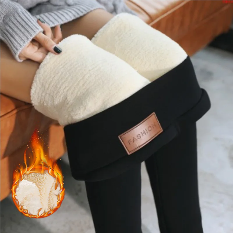 

Winter Women Warm Leggings High Waist Large Size Thick Fleece Pants Velvet Elastic Female Skinny Trousers Pencil Pants