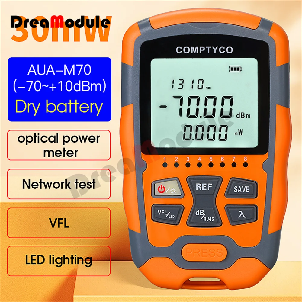 

AUA-M50/70 10MV 30MV 4 in 1 Mini Optical Power Meter Network Cable Test Visual Fault Network Cable Test Fiber Optic Tester