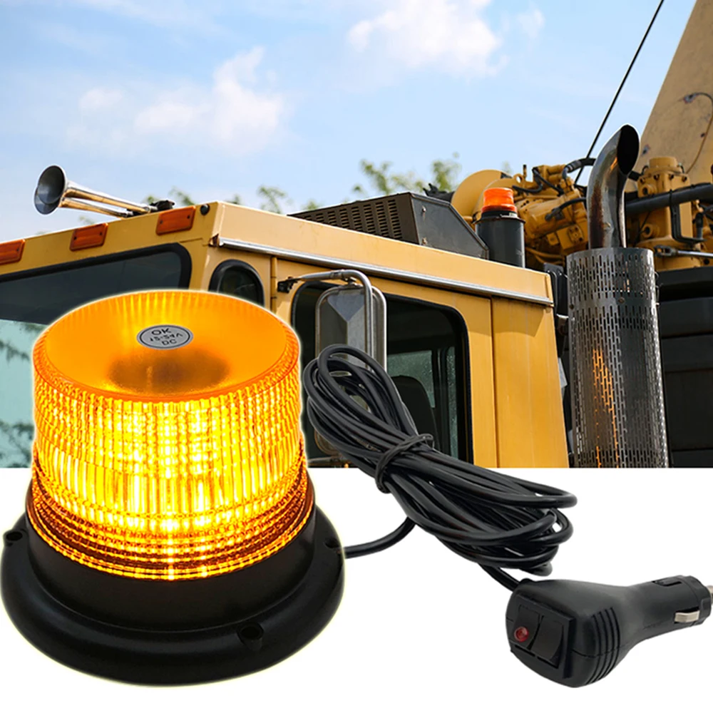 

1Pc Auto 40LEDs Rotating Flashing Beacon Light 20W Emergency Magnetic Warning Light Strobe Beacon Light PC ABS Amber