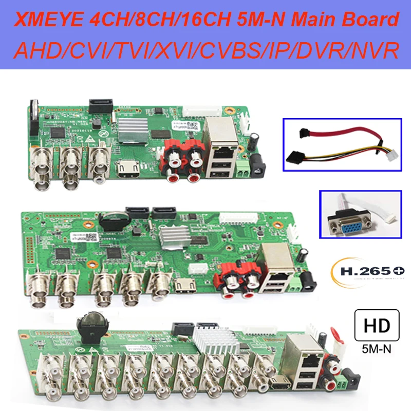 

H.265 5M-N 8CH 16CH 1080P IP DVR Board XMEYE NVR 4 CHannels 5 IN 1 AHD TVI CVI Hybrid DVR Recorder Board 3 in 1 For CCTV System
