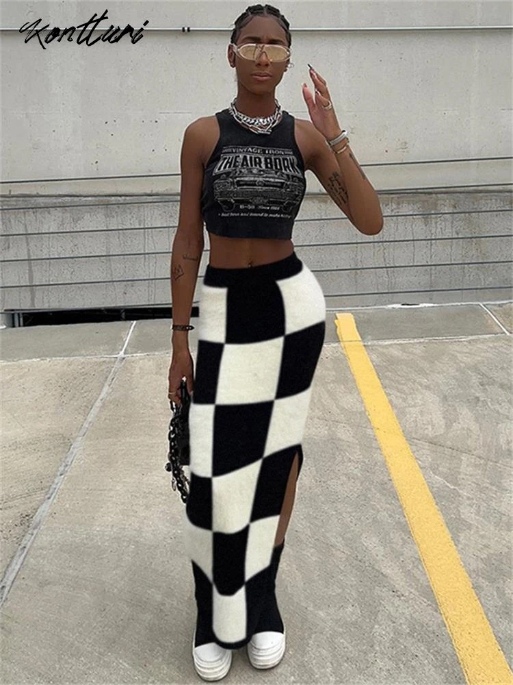 Kontturi осенние юбки для женщин 2025 облегающая длинная трикотажная юбка с низкой