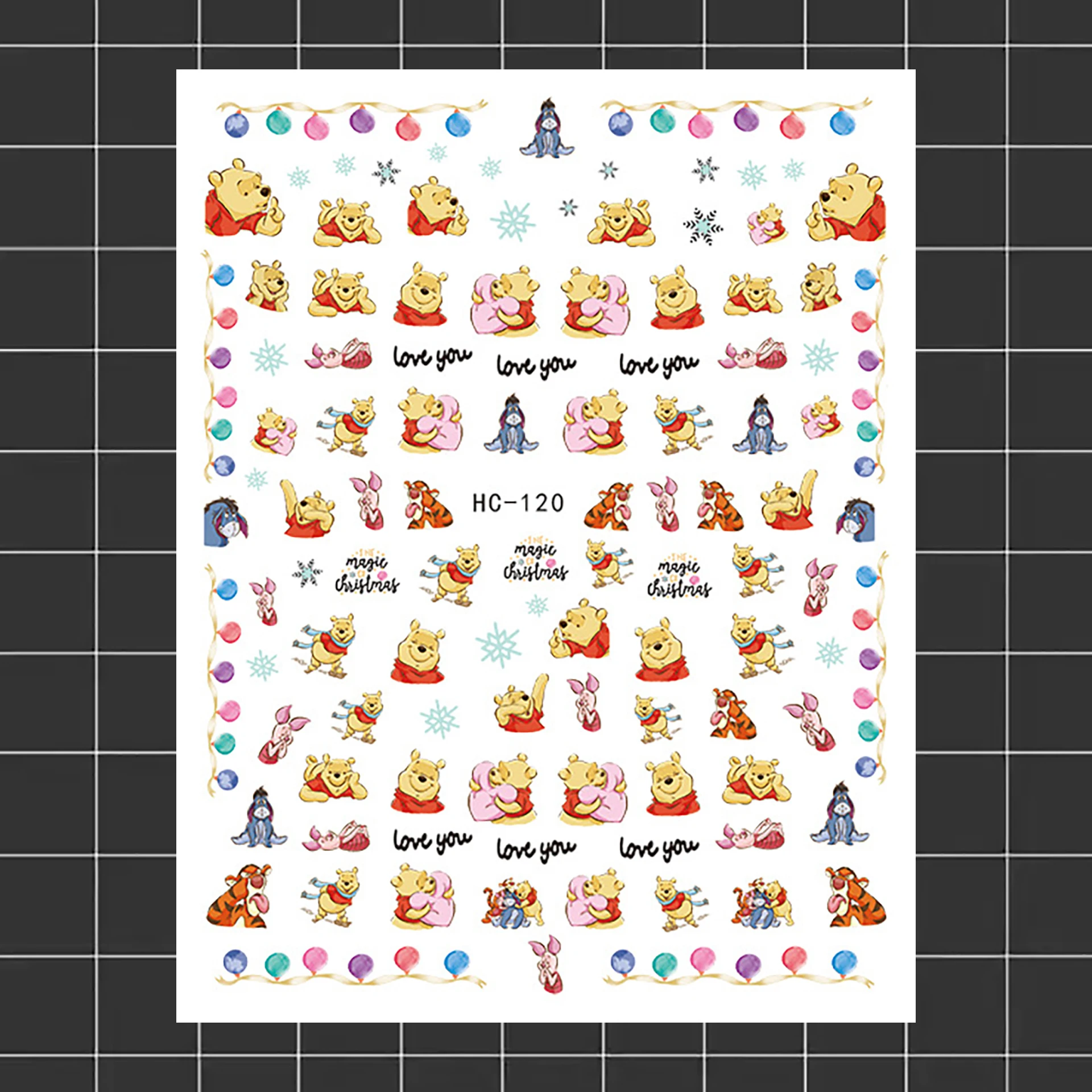 

Disney Anime Winnie the Pooh Stitch 3D Sticker Decal Nail Art Parts Mermaid Snow White Nail Sticker Nail Art Decorations