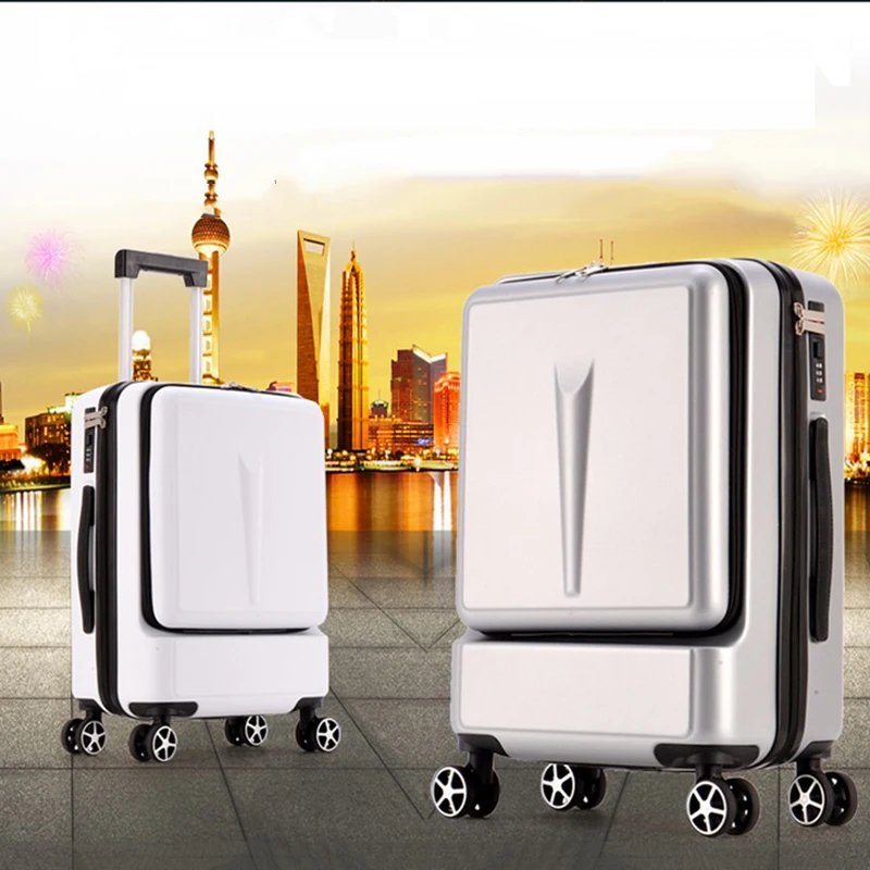 New Fashion 24 Inch Front Pocket Smart Luggage Trolley Password Box 20' Cabin Suitcase Mala De Viagem Women Travel Bag Luggage