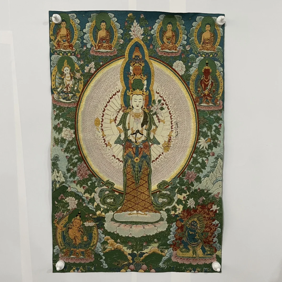 

Free Delivery China Elaborate Silk Embroidery Luck“Bodhisattva Buddha”Geomantic Thangka Painting Mural Household Decoration#129