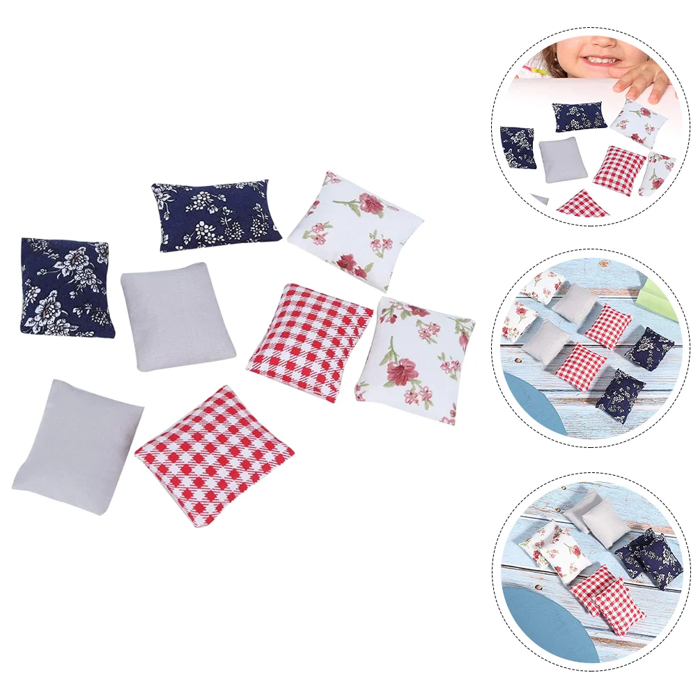 

8 Pcs Miniature Furniture Pillow Model Adorable House Decor Sofa Tabletop Fake Desktop Wear-resistant
