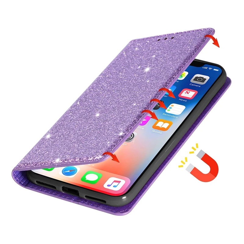 Glitter Wallet Flip Leather Case For Samsung Galaxy S23 Ultra S22 Ultra S21 FE S20 FE S10E S10 Plus S9 S8 Note 20 Ultra 10 Lite
