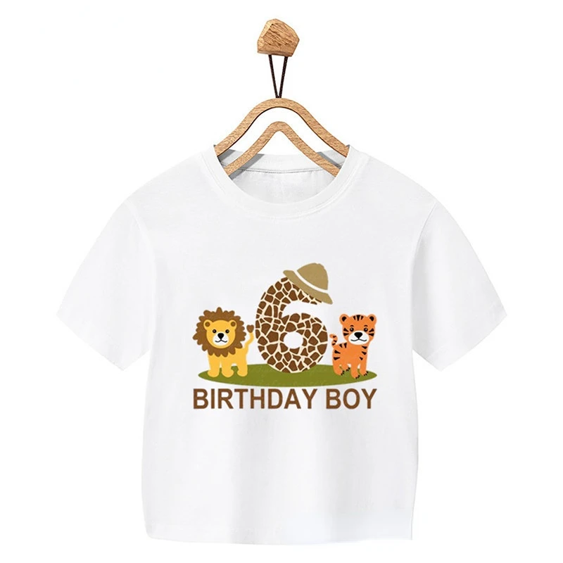 

Tiger Birthday Print Boy/Girl White T Shirt Kids Summer Harajuku Kawaii Funny Clothes for Little Babies