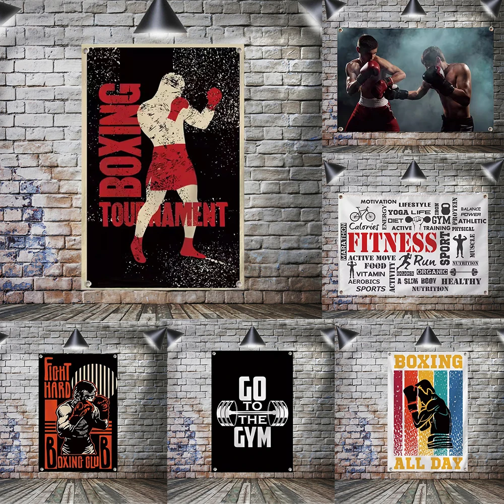 Постер для фитнеса бокса спортзала соревнований клубов флаг из полиэстера 90*150 см