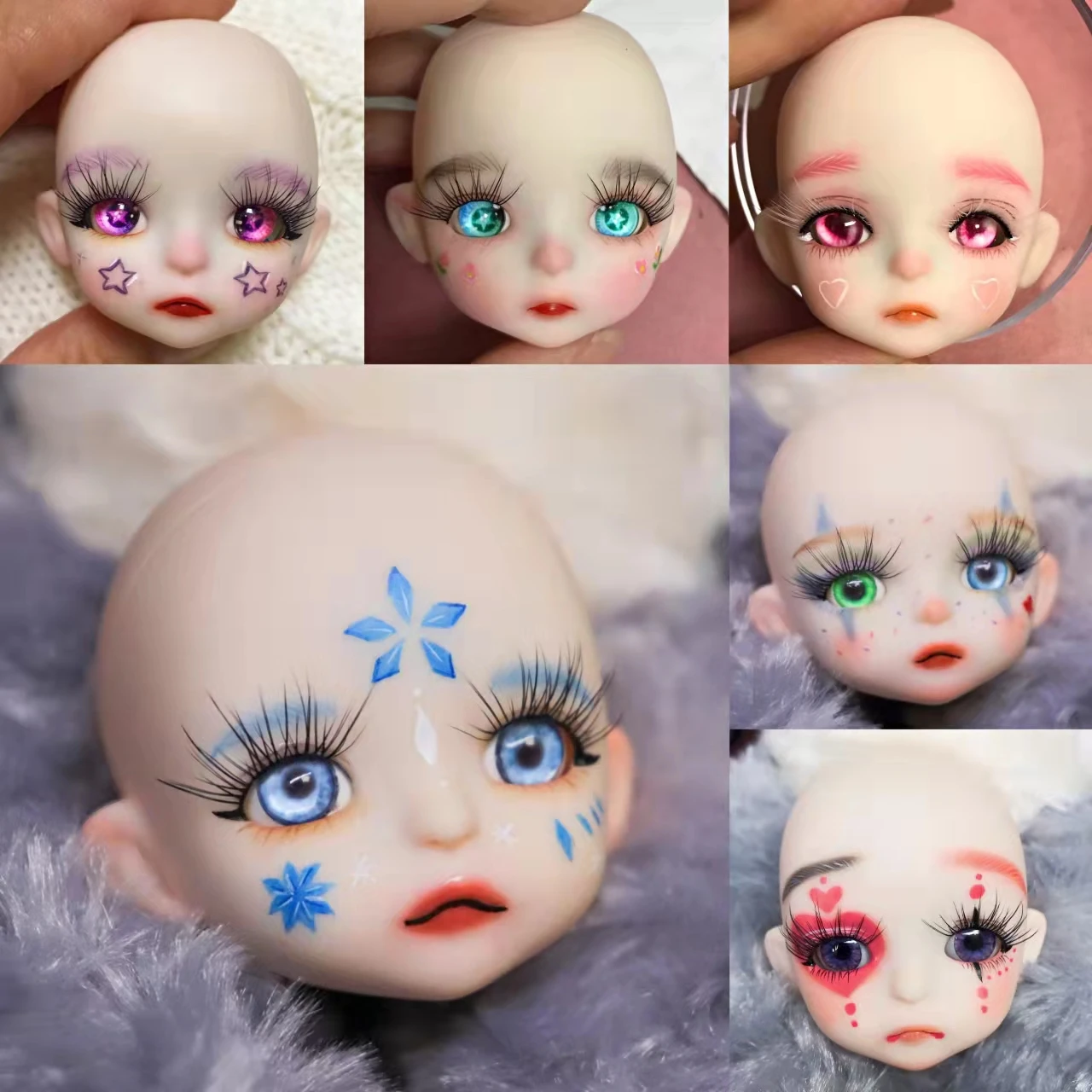 

New 1/8 BJD Doll Head With 3D Colorful Eyes DIY Doll Accessories Creativity Cute Doll Makeup Doll Toys For Girls Kids Gift OB11