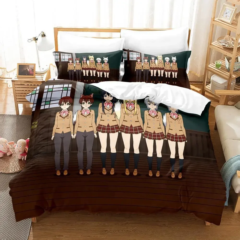 3D печать аниме Kawaii Girls Kanokon комплект постельного белья Single Twin Full Queen King Size для