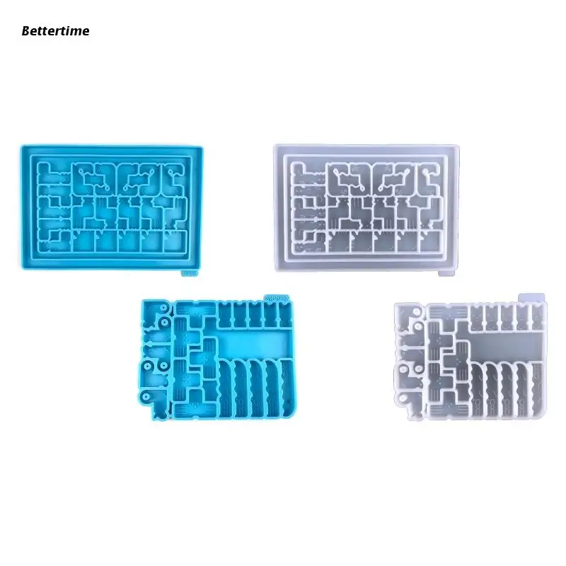 

B36D 1 Set Mini Cube Silicone Molds Epoxy DIY Stackable Puzzle Tangram Russian Interlocking Blocks Casting Jewelry Kits