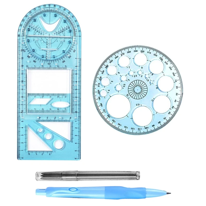 

Multifunctional Geometric Ruler, Measuring Tool Draft Rulers For School Office With Pencil