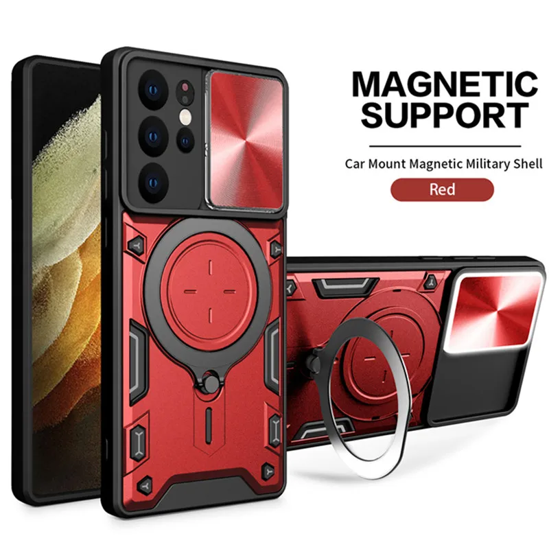 

For Samsung Galaxy S21 Ultra Case Magnetic Car Ring Armor Cover for S 21 Ultra S21Ultra S 21Ultra 5G Stand Holder Phone Cases