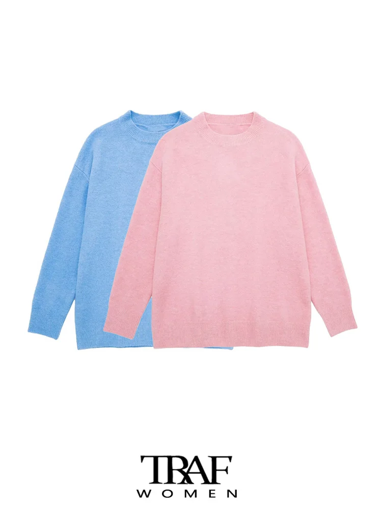 

Женский винтажный свитер с круглым вырезом и длинным рукавом