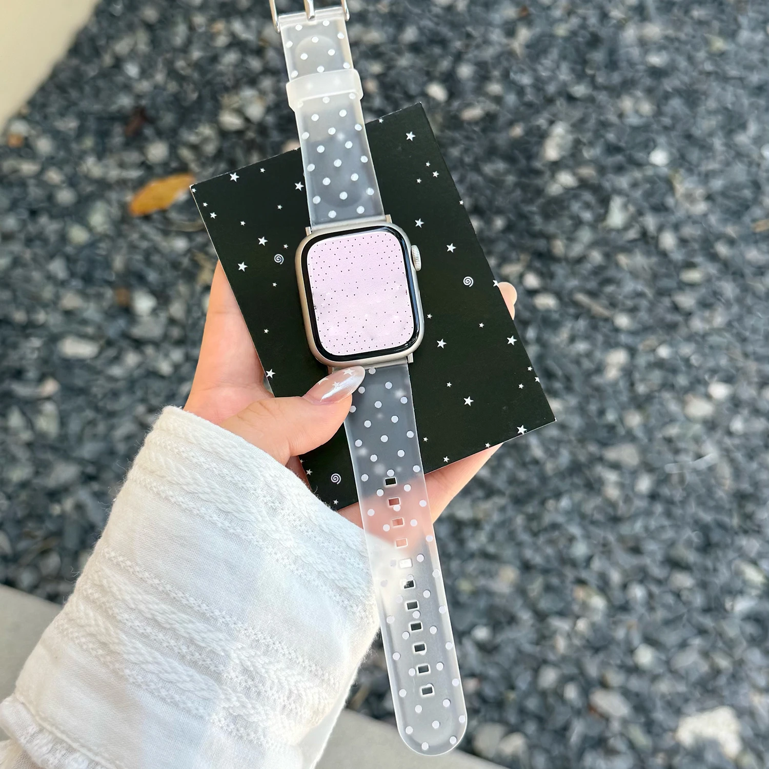 Фото Матовый ремешок с креативным дизайном в горошек для Apple Watch S10/11 49 46 45 44 42 41 38 мм, ремешок из материала TPU для iWatch Ultra 9 8 7 SE-1 №5