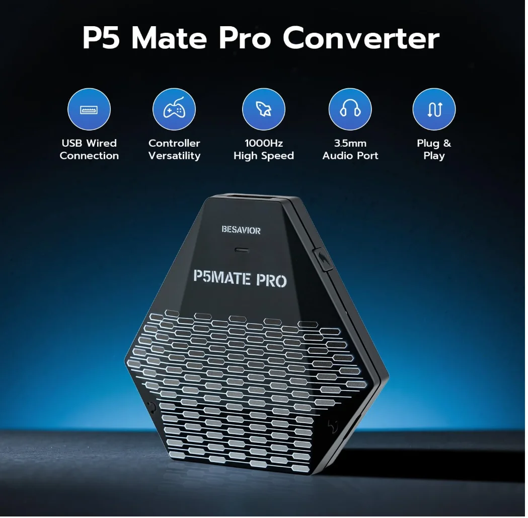 Фото Эмулятор адаптера-адаптера конвертера Besavior P5Mate Pro, поддерживает последнюю систему PS5 и PS5 Pro, USB напрямую подключен, Plug and Play №5