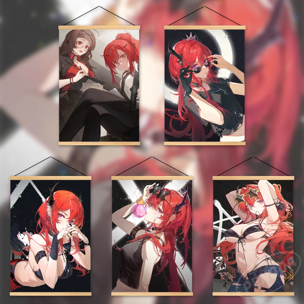 

Arknights Home Decoration Canvas Wall Art Wooden Surtr Hanging Paintings Pictures Printing Anime Modular Poster For Living Room