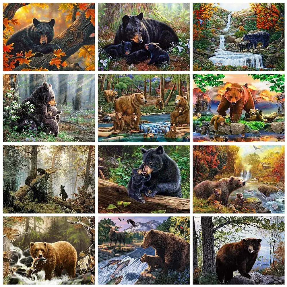 

Diamond Painting Bear 5D DIY Full Round Diamond Embroidery Animals Cross Stitch Rhinestone Pictures Home Decor