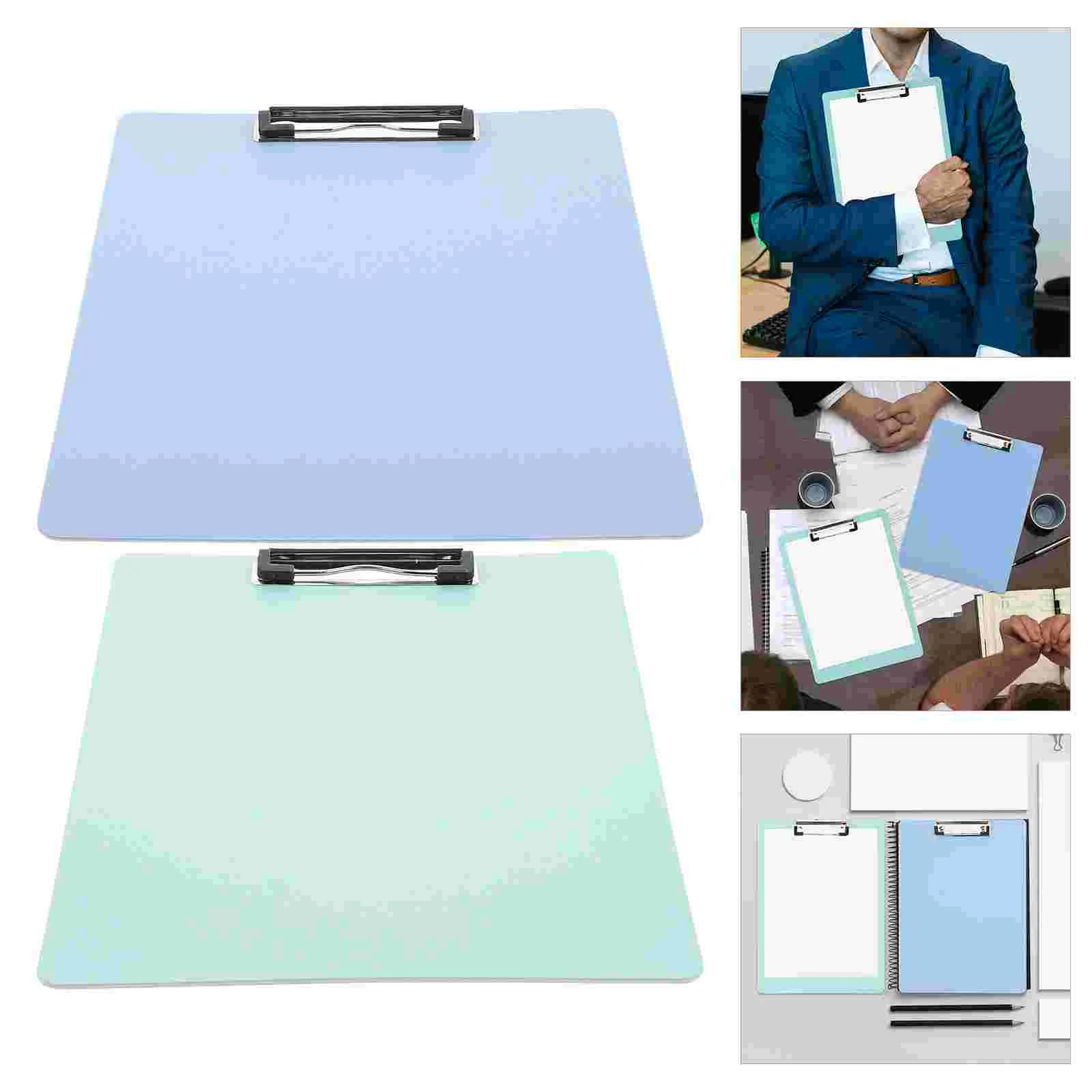 

2Pcs Office Writing Clip Boards School Clip Boards Plastic Clip Boards Student A4 Clipboards