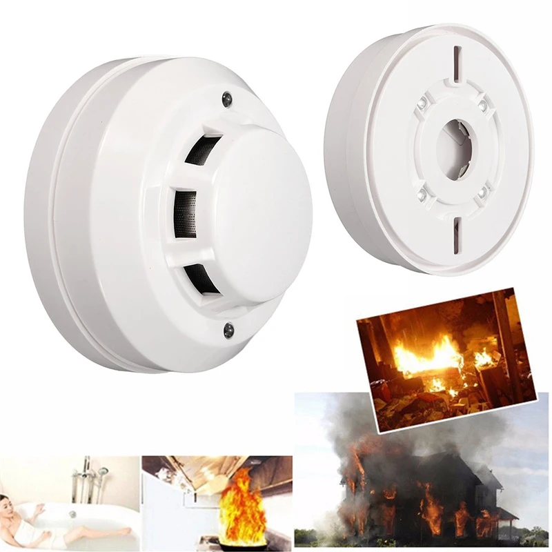 

1pc White 12V DC wireless smoke detector Alarm sensor use to check the fire or something that burns to connect by cable zone