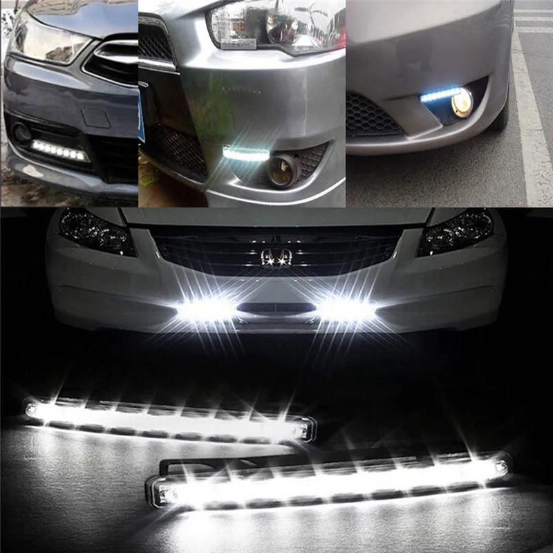 

8 LED Car-styling Daytime Running Light Cars The Fog Driving Daylight Head Lamps For Automatic Navigation Lights White