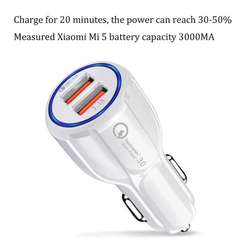 Sales Promotion Car charger QC3.0 Dual USB Fast Charging For Mobile Phone Ipad Iphone 2 Ports Cigarette Lighter Chargers |