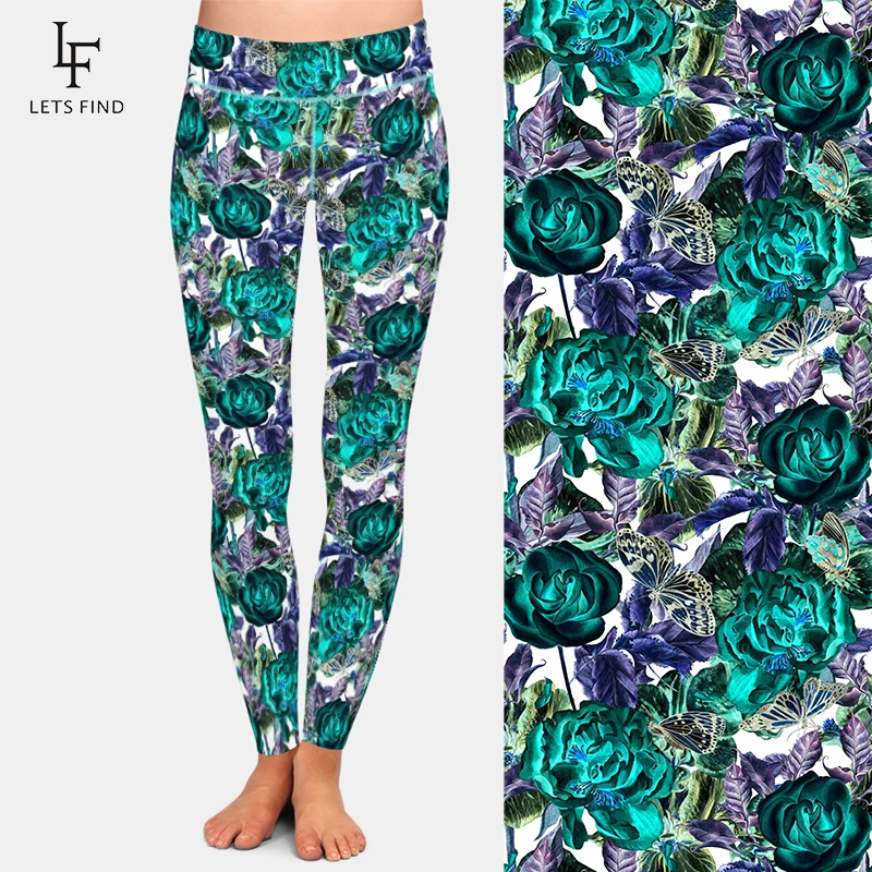 Леггинсы LETSFIND женские Стрейчевые с высокой талией модные штаны цифровым принтом
