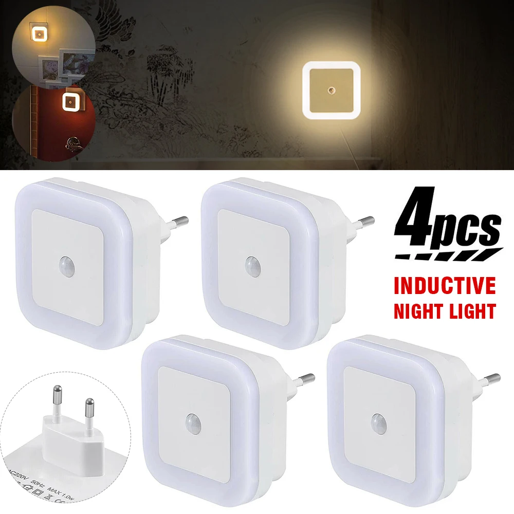 

Светодиодный ночсветильник с розеткой, 10-220 В, 0,5 Вт, 4 шт.