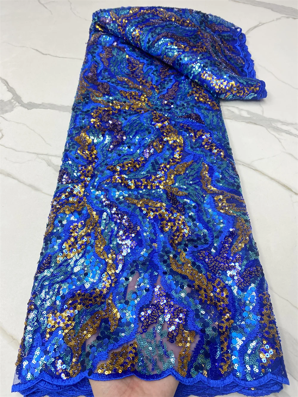 

Luxury Sequence African Beads Lace Fabric 2022 Latest High Quality French Tulle Lace Embroidery With Sequins For Wedding 4756B