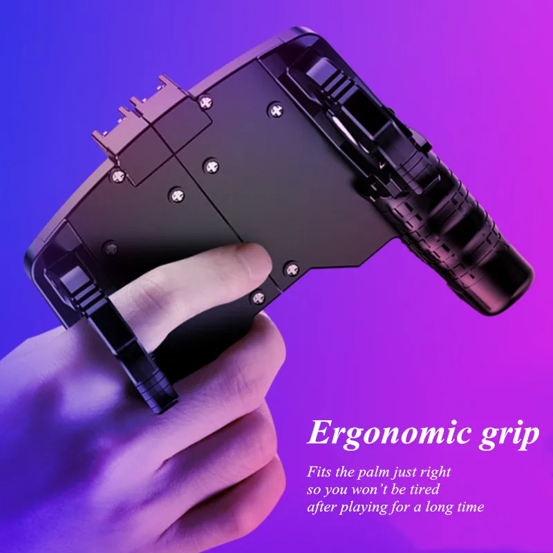 k21 mobile phone 6 finger game handle fr pubg gaming joystick gamepad shooter trigger free fire abs alloy button for android ios free global shipping
