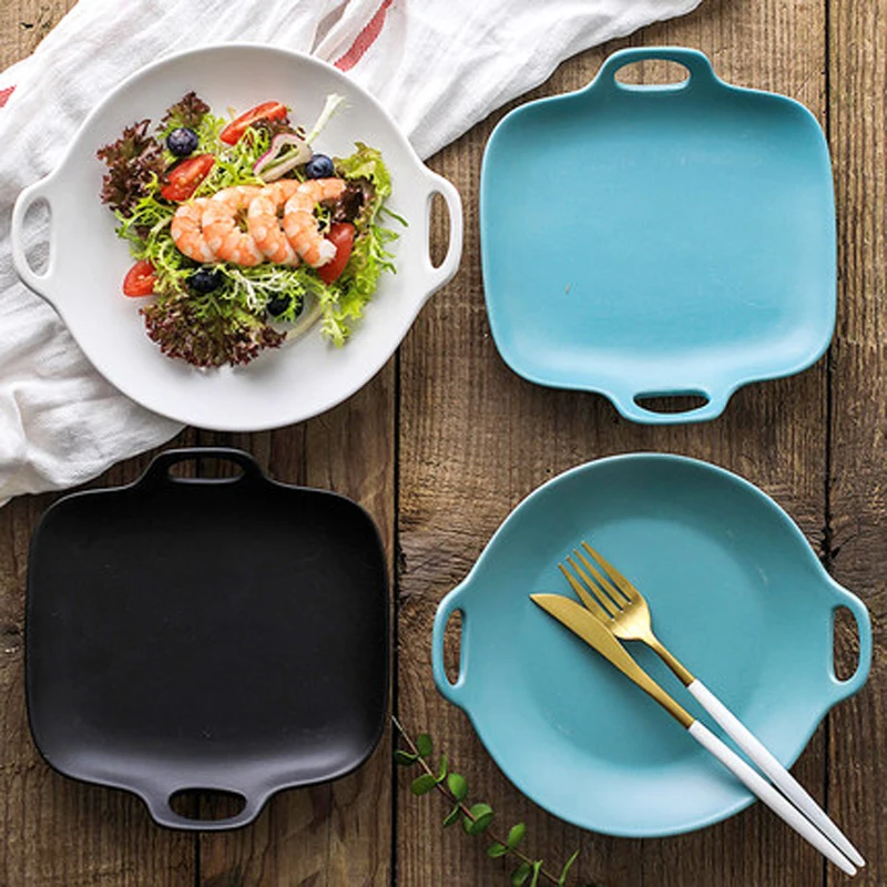 

Nordic Breakfast Plate Western Food Creative Plate Binaural Plate Ceramic Plate Tableware Western Food Steak Plates