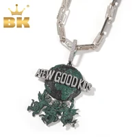 THE BLING KING AFEW GOOD KIDS Letters 3 Angels Earth Pendant Setting Bling Cubic Zirconia Pendant Chain Hiphop Jewelry For Gift
