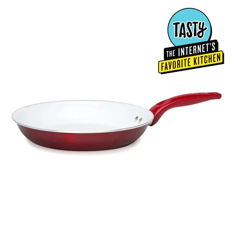 

Reinforced Non-Stick Fry Pan, Red, 12 Metal bundt cake pan Baking accessories and tools Air fryer silicone liner Roti pan Air fr