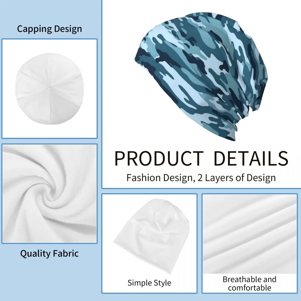Синие камуфляжные шапки с камуфляжным принтом вязаная шапка для мужчин и женщин