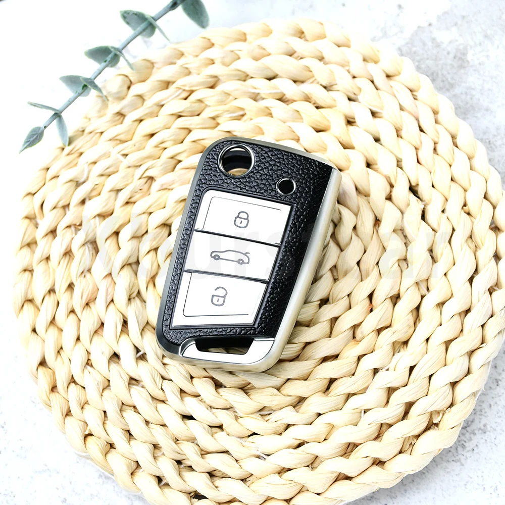 

3 кнопки из кожи ТПУ для Volkswagen VW Tiguan SEAT Golf 7 ALLTRACK MK7 Ateca Leon FR 2 Ibiza Skoda Octavia Чехол для ключа автомобиля