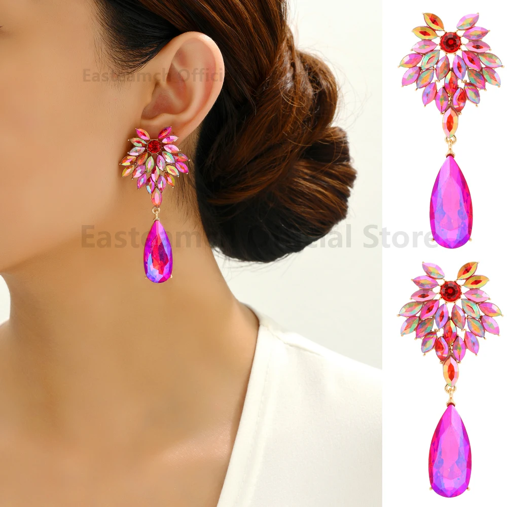 

Charm Elegant Teardrop Leaves Dangle Earrings 2023 Trend Luxury Design Sparkly Crystal Original Wedding Party Unusual Jewelry