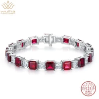 wuiha real 925 sterling silver 3ex fancy vivid ruby simulated moissanite charm bracelets for women wedding gift drop shipping