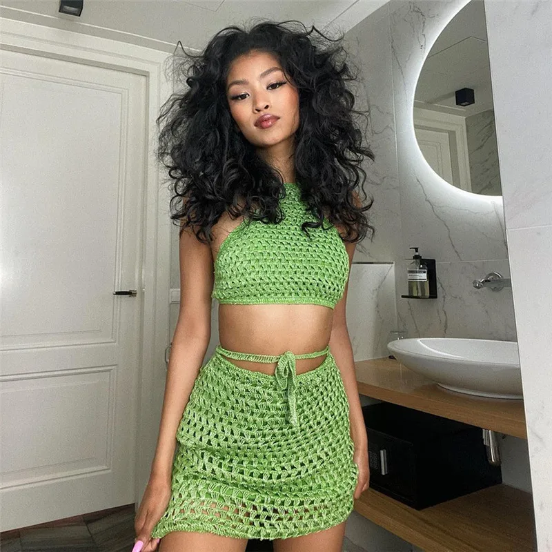 Женский укороченный топ летние сексуальные простые вязаные крючком топы с